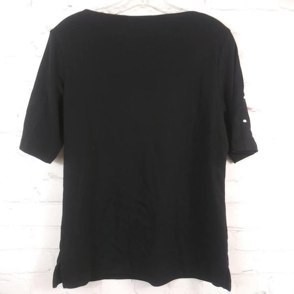 Karen Scott Sz S Studded Elbow Sleeve Top Blouse - Picture 4 of 5